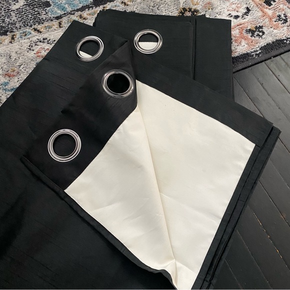 Modern Threads 96” Black Faux Silk Blackout Curtain Panel Pair Long Curt… - Picture 3 of 7